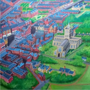 Melton Mowbray in 1926.  An original acrylic painting.
