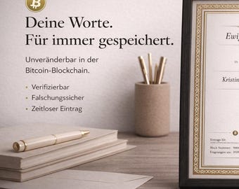 Your memory on the Bitcoin blockchain – A memory stored forever | Personalized certificate