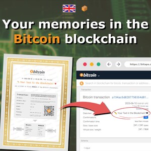 Your Message Eternalized in the Bitcoin Blockchain (with Certificate)
