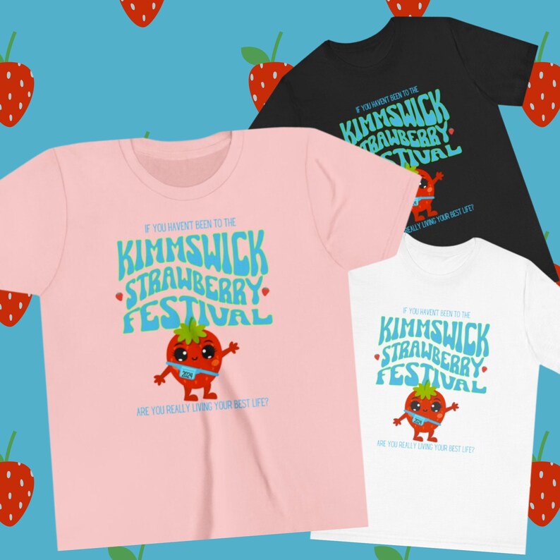 Youth Kimmswick Strawberry Festival Tshirt 2024 Summer Collector's