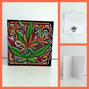 Biglietto di auguri di compleanno per adulti Erba cannabis stoner testa di pentola grazie vuoto Unico speciale diverso Divertente eccentrico Bellissimo originale foto ricamata