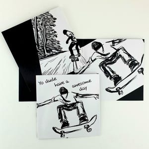 Skateboarder träumen Geburtstagskarte trendy Teenager junge Leute Originalkunstwerk
