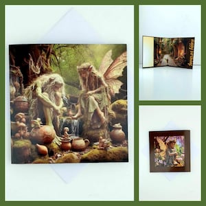 fairyland Geburtstagskarte vielen Dank, die an dich denken Mädels einzigartiges Design Fee Flügel magische Fee Haus schön elegant Kunstwerk original