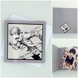 Anime Geburtstagskarte bunt Chibi Kawaii inspiriert Anime Geburtstagskarte Japanisch cool ungewöhnliche original chinesische Fantasy