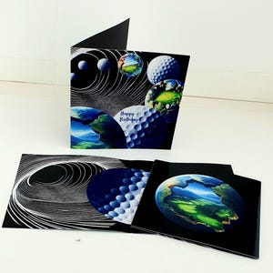 cartão de aniversário engraçado de golfe jogando golfe no espaço sideral bolas de golfe presente para ele piada humorística diversão