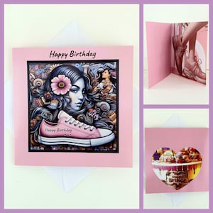 Tout rose girly sweet 16 carte d'anniversaire féminine magnifique belle mignonne carte girly girls style manga soeur gifriend ami spécial