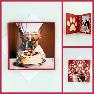 Carte joyeux anniversaire Bouledogue français gâteau homme femme drôle humoristique animal chiens mignon fait main spécial amitié cadeau insolite coloré unique