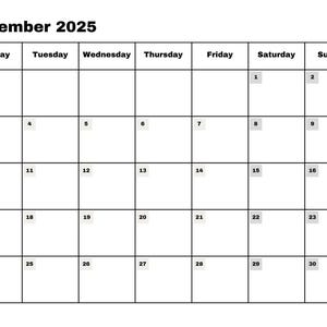 Kalenderutskrift för november 2025