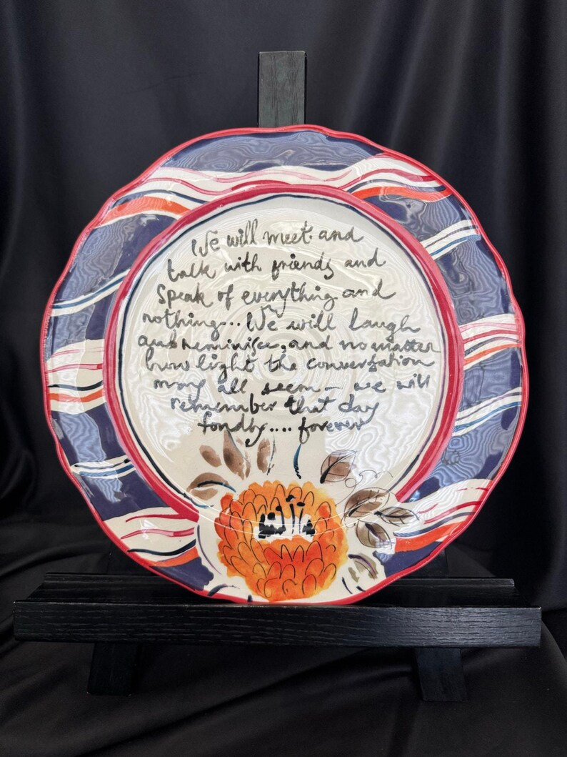 Anthropologie Friendship Script Quote Colorful Giving Plate zdjęcie 2