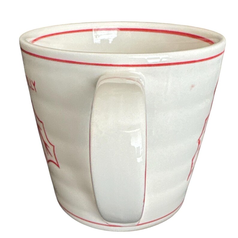 Vintage Molly Hatch for Anthropologie White Red Holly Mug image 3