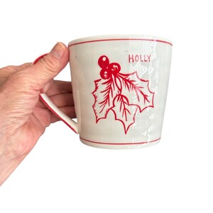 Vintage Molly Hatch for Anthropologie White Red Holly Mug image 10
