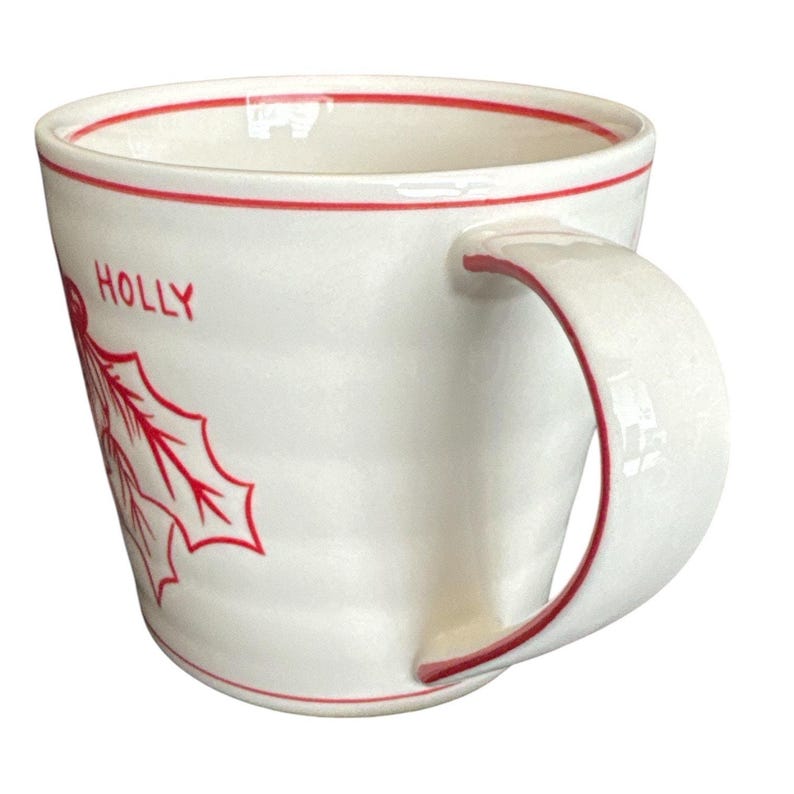 Vintage Molly Hatch for Anthropologie White Red Holly Mug image 2