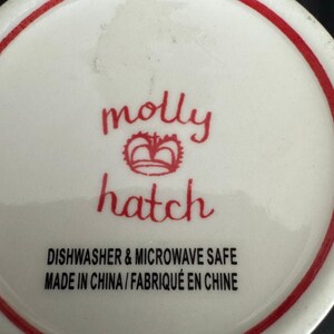 Vintage Molly Hatch for Anthropologie White Red Holly Mug image 9