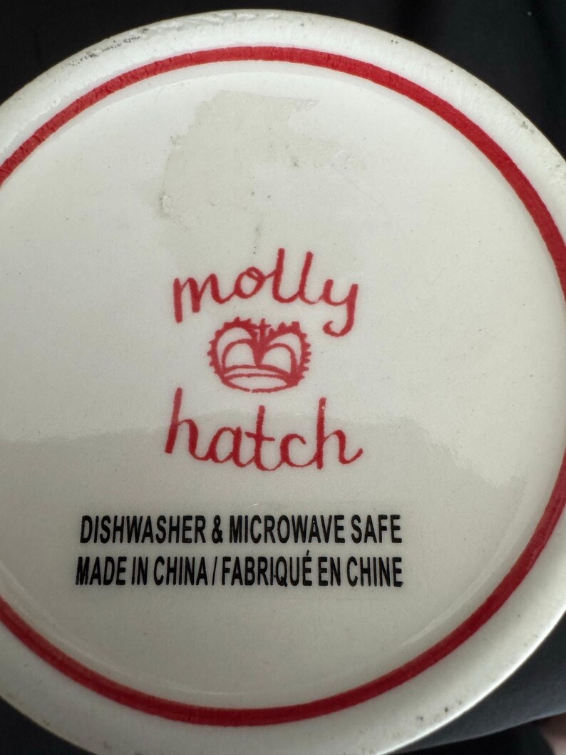 Vintage Molly Hatch for Anthropologie White Red Holly Mug image 9