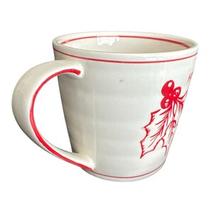 Vintage Molly Hatch for Anthropologie White Red Holly Mug image 4