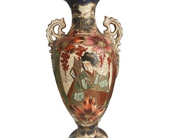 Antique Vintage Satsuma Style Ornate Japanese Vase 10”