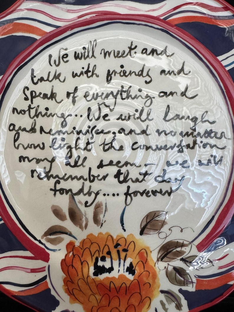 Anthropologie Friendship Script Quote Colorful Giving Plate zdjęcie 3