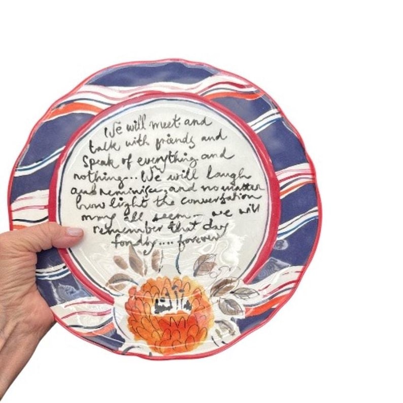 Anthropologie Friendship Script Quote Colorful Giving Plate zdjęcie 1