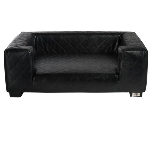 Lord Lou Tierkorb Hundesofa echt Leder Couch 60cm Eduardo Hundecouch Sofa  schwarz