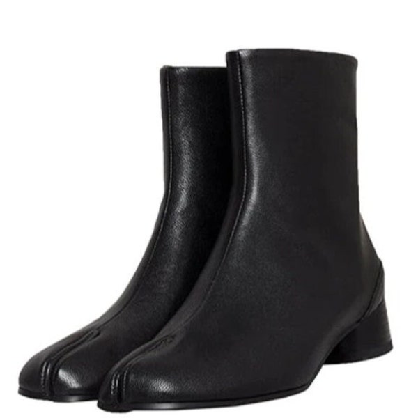 Damen / Herren Leder Stiefel Tabi Heels Split Toe Schuhe