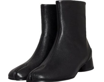 Women's/Men’s Leather Boots Tabi Heels Split Toe Shoes