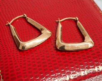 Vintage 9ct Gold Squared Hoop Earrings 1990's