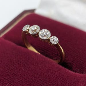 Vintage 18ct Gold Diamond Ring Four Old Cut Diamonds Circa 1930&#39;s
