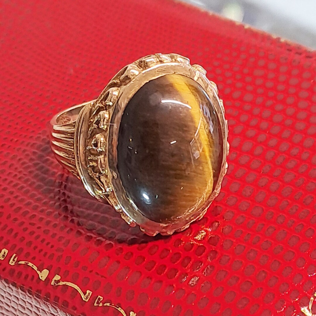 Vintage LARGE 9ct Gold Tigers Eye Ring 1972 Etsy — free download