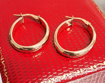 Vintage 9ct Gold Plain Hoop Earrings 1990's