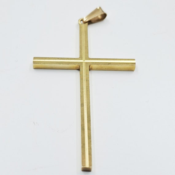 Vintage Large 9ct Gold Textured Cross 1974 - image 4