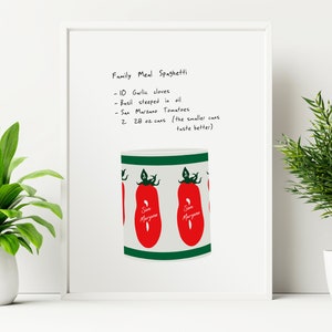 Family Meal Spaghetti, The Bear TV Show, FX The Bear Quote Print, Kitchen Poster Quote, Recipe Art, Digital Print