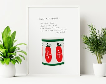 The Bear TV Show Print, Family Meal Spaghetti Recipe (Digital Print)