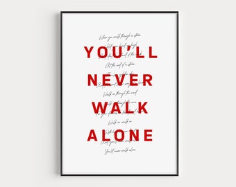 You'll Never Walk Alone Print, Liverpool Poster, Liverpool FC Wall Art, Minimalist Football Print, Football Gift, Printable Art