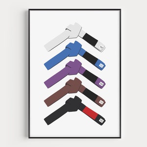 Brazilian Jiu Jitsu Belts Print, Jiu Jitsu Poster, BJJ Poster, MMA Wall Art Gift, Mixed Martial Arts Print, Printable Art