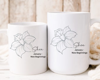 Födelsemånad Blomma Anpassad Kaffemugg Födelseblomma Gåva Födelsedag Blomma Mamma