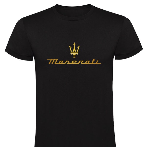 Maserati Gold Logo Unisex T-Shirt | 100% Cotton Car Enthusiast Gift Tee