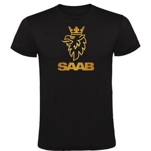 SAAB Gold Logo Unisex T-Shirt | 100% Cotton Vintage Car Tee