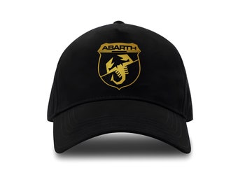 Casquette noire en coton écologique à logo Abarth | Chapeau élégant pour amateur de voiture