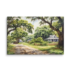 Gullah Art | Original Watercolor Painting | Lowcountry House | Canvas Print