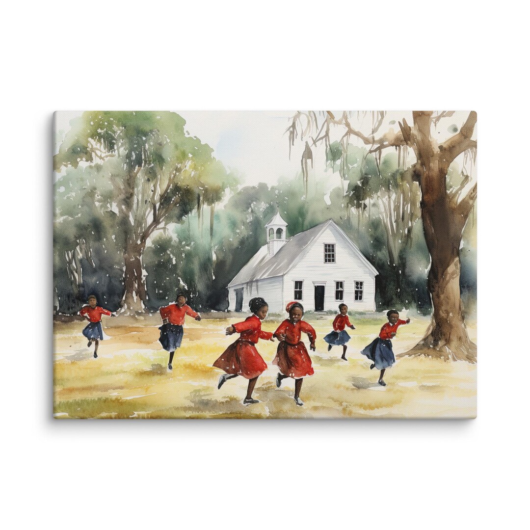 Gullah Art Original Watercolor Painting School Yard Canvas Print - Etsy