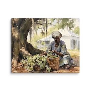 Gullah Art | Original Watercolor Painting | Mother's Greens | Canvas Print