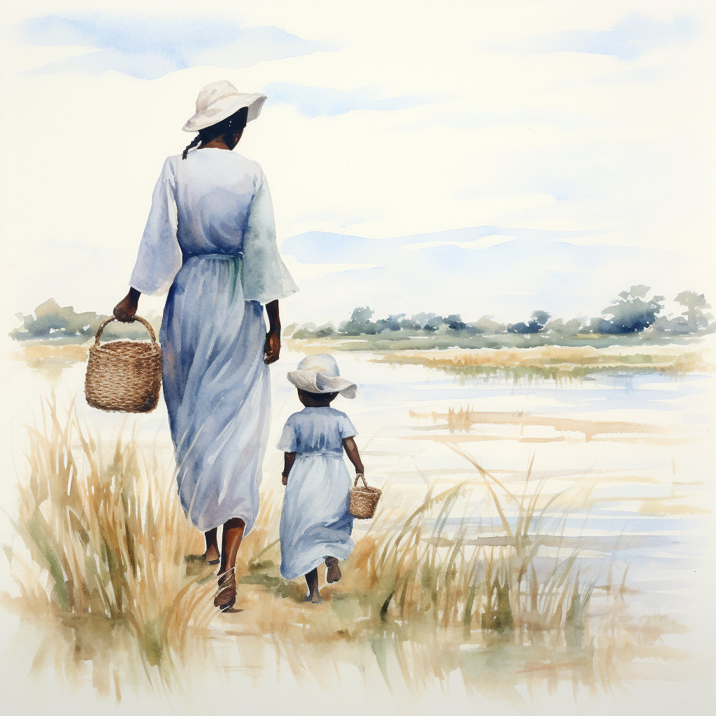 Gullah Art | Original Watercolor Painting | on Our Way Home | Canvas ...