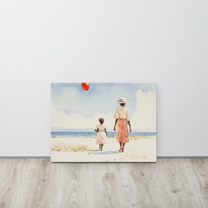 Gullah-kunst | Origineel aquarelschilderij | Rode Ballon | Canvasafdruk