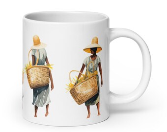 Gullah Art | Watercolor | Coffee Cup White glossy mug