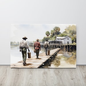 Gullah Art | Original Watercolor Painting | End of the Day | Canvas Print