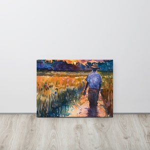 Gullah Art | Original Watercolor Painting | Ricefield | Canvas Print
