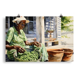 Gullah Art | Original Watercolor Painting | Beans | Poster Print