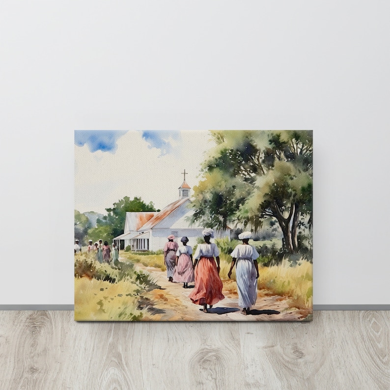 Gullah Art | Original Watercolor Painting | Church Goers | Canvas Print ...