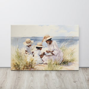 Gullah Art | Original Watercolor Painting | Reading by the Sea | Canvas Print