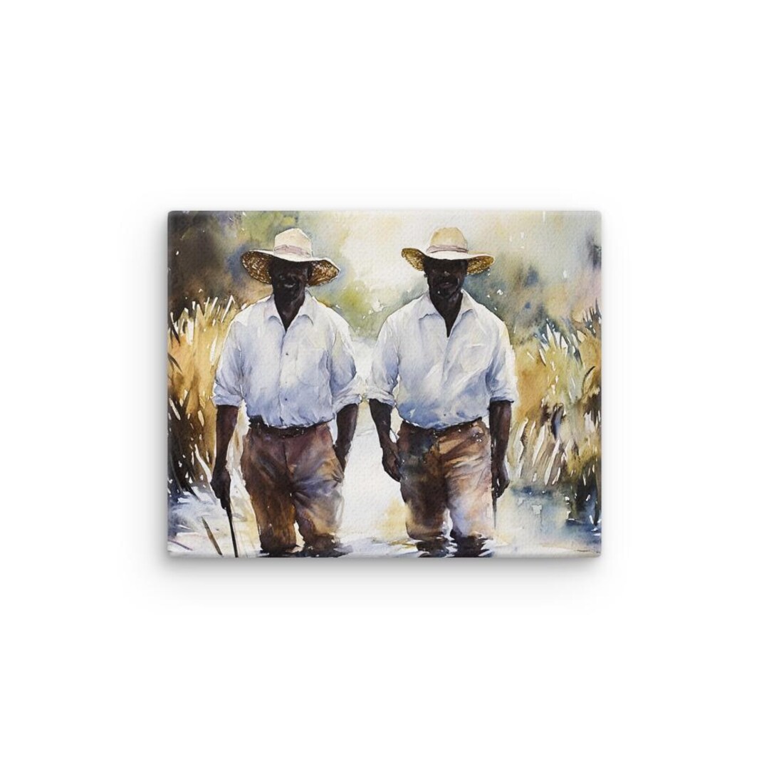 Gullah Art | Original Watercolor Painting |brothers Fishing | Canvas ...